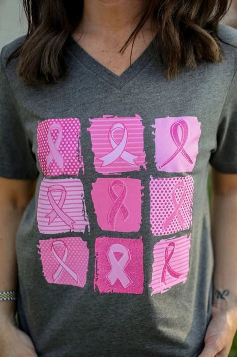 Cancer Ribbons V-Neck Tee