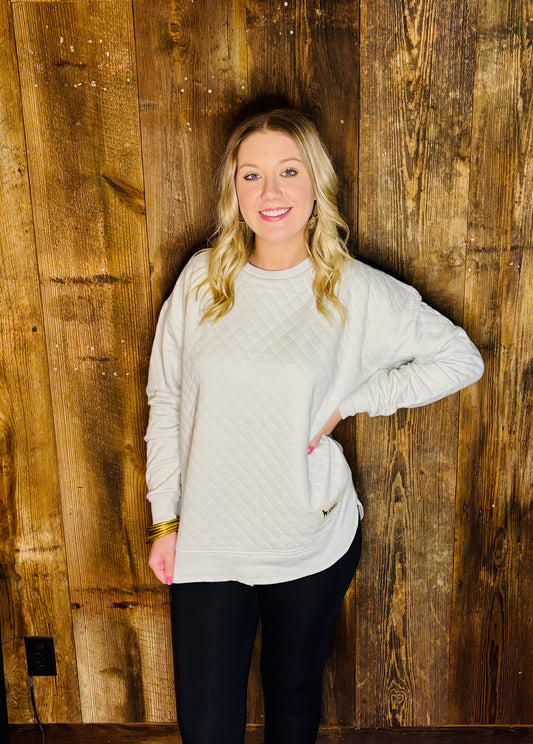 Southern Fried Cotton Pullover- Light Grey