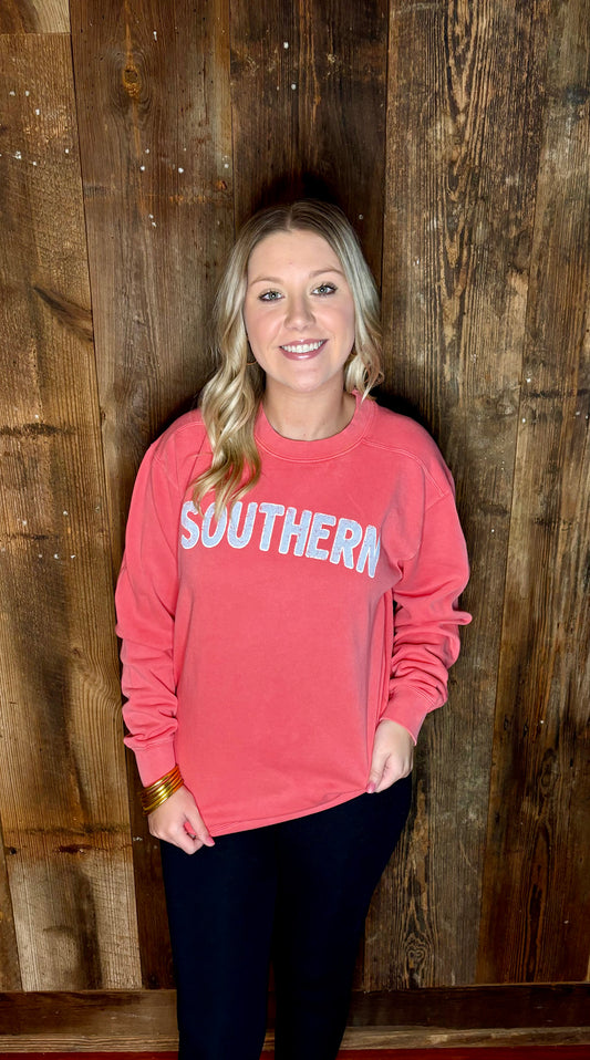 Southern Fried Cotton Pullover- Crunchberry Southern